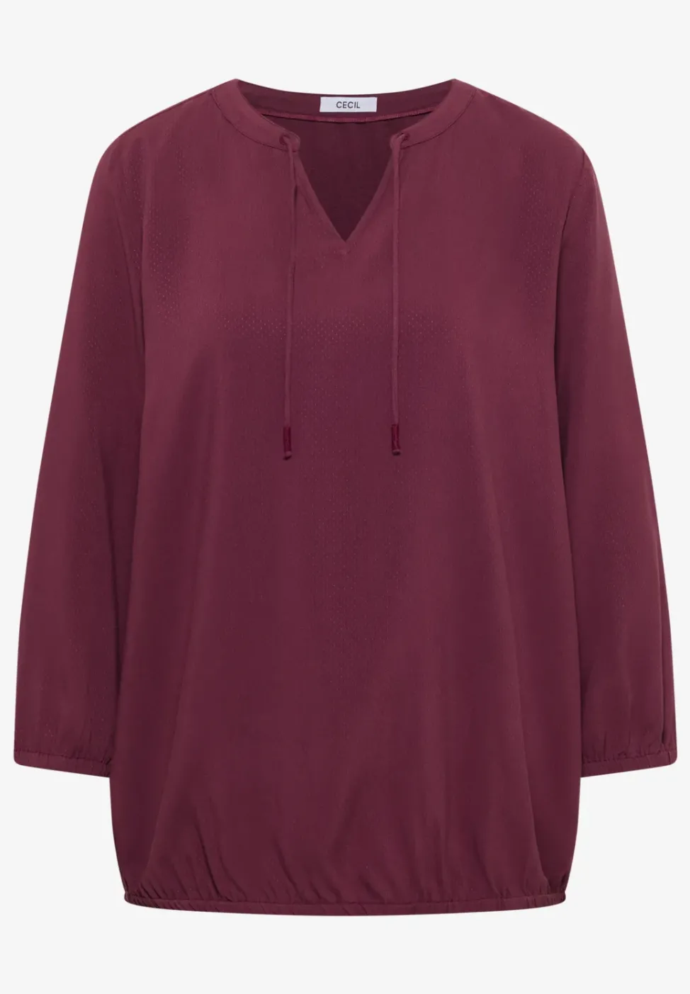 3/4-Arm Bluse mit Split Neck und Bändern