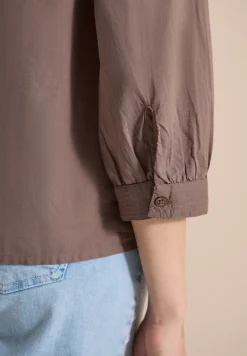 3/4-Arm Bluse mit Split Neck in Unifarbe