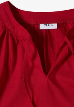 3/4-Arm Bluse mit Split Neck in Unifarbe