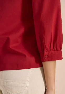 3/4-Arm Bluse mit Split Neck in Unifarbe
