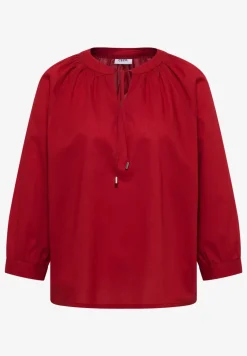 3/4-Arm Bluse mit Split Neck in Unifarbe