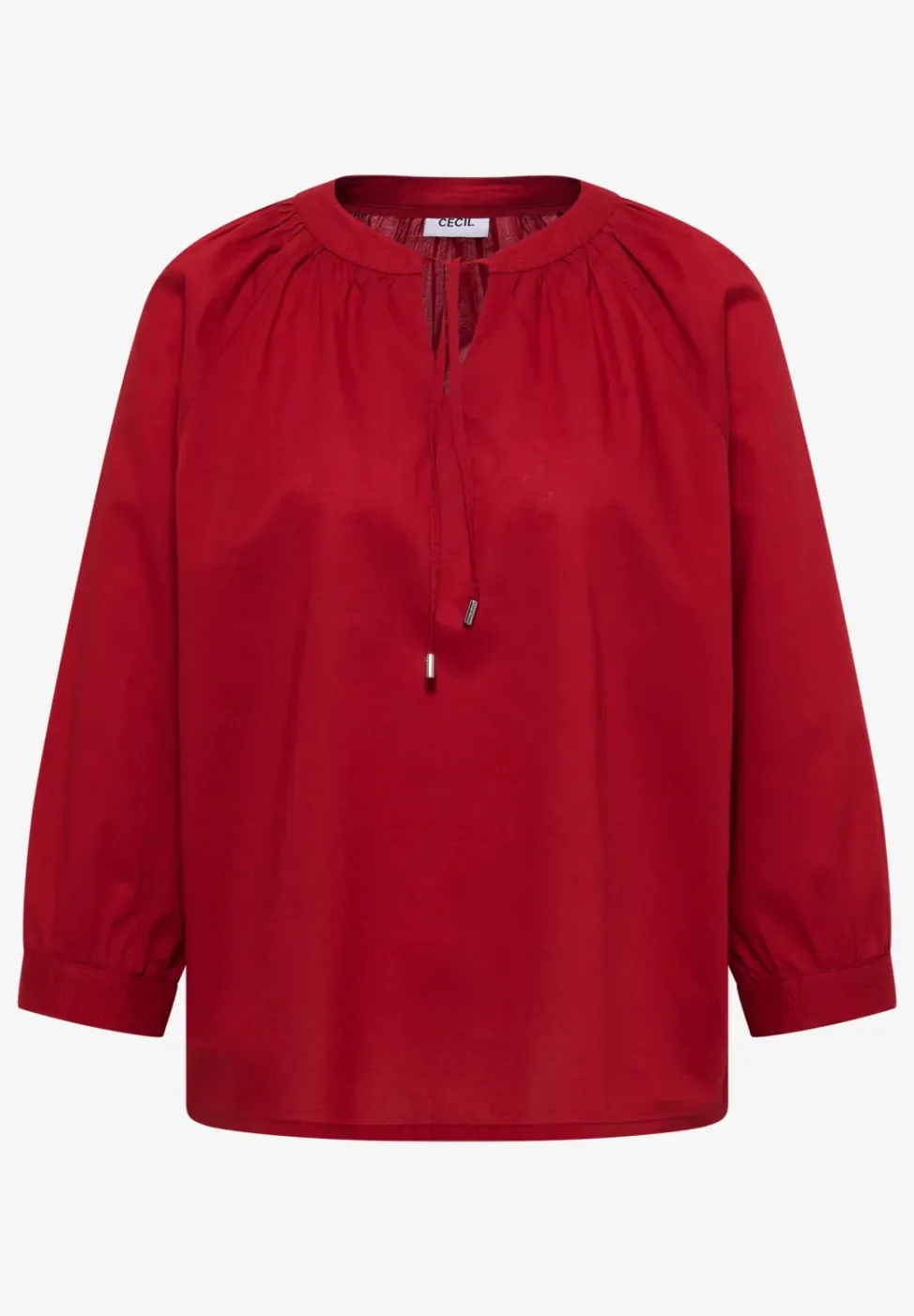 3/4-Arm Bluse mit Split Neck in Unifarbe