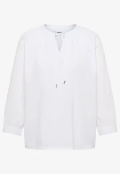 3/4-Arm Bluse mit Split Neck in Unifarbe