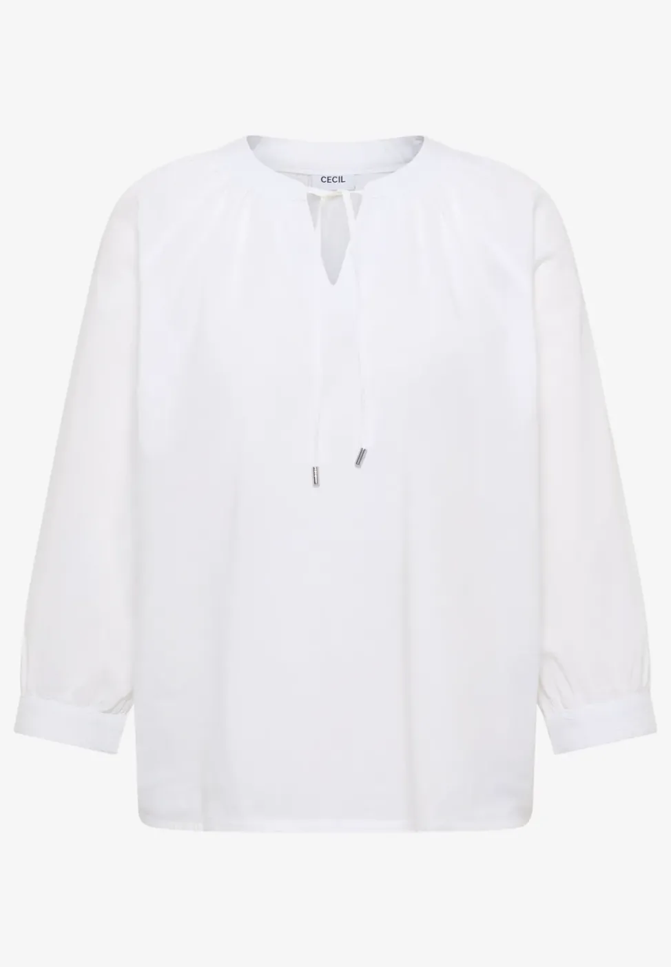 3/4-Arm Bluse mit Split Neck in Unifarbe