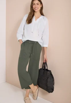 3/4-Arm Bluse mit Split Neck in Unifarbe