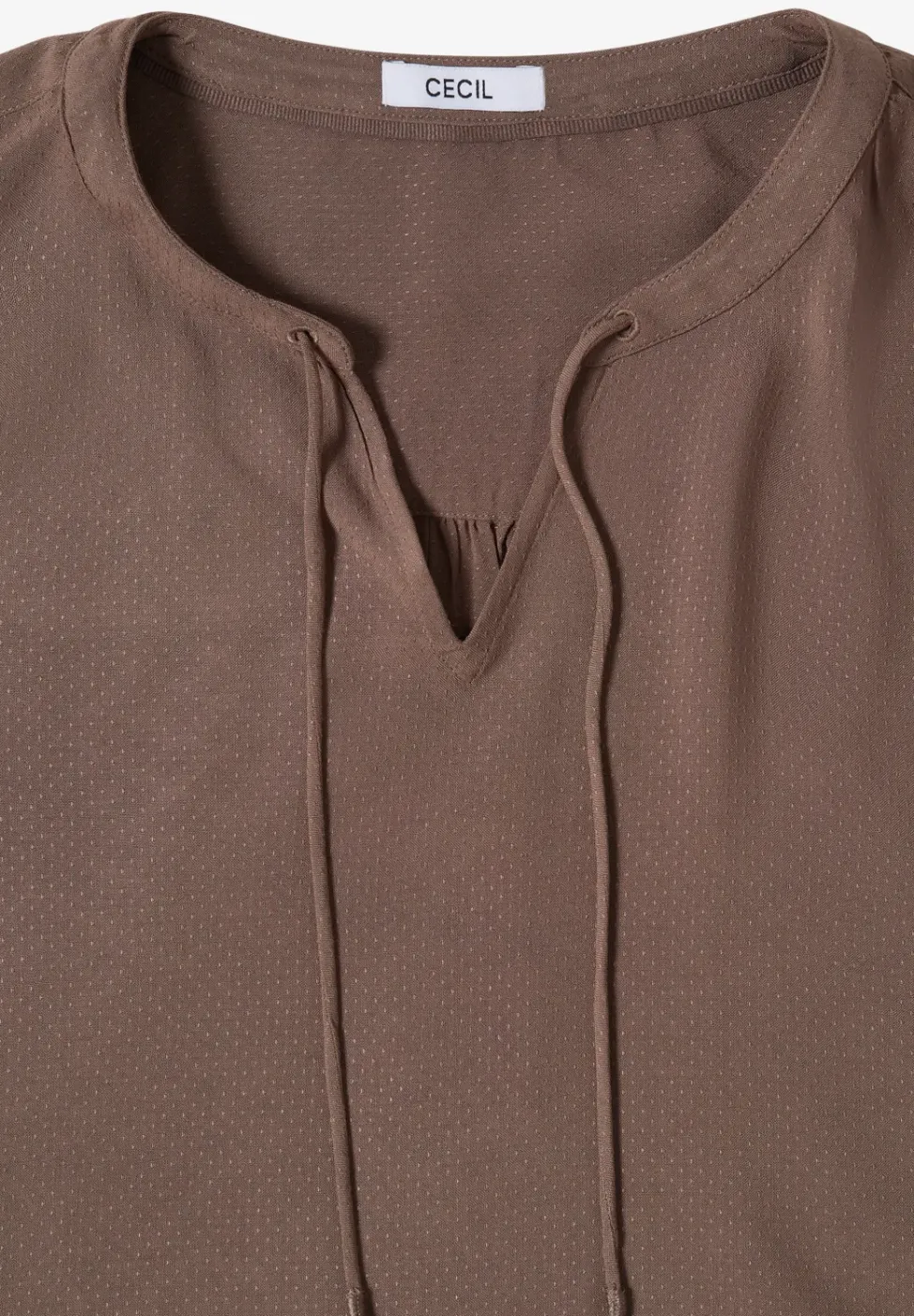 3/4-Arm Bluse mit Split Neck und Bändern