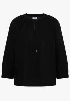 3/4-Arm Bluse mit Split Neck in Unifarbe