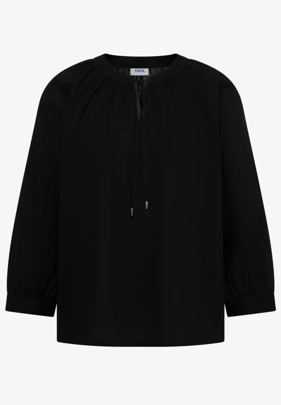3/4-Arm Bluse mit Split Neck in Unifarbe