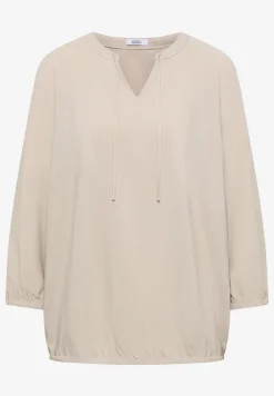 3/4-Arm Bluse mit Split Neck und Bändern