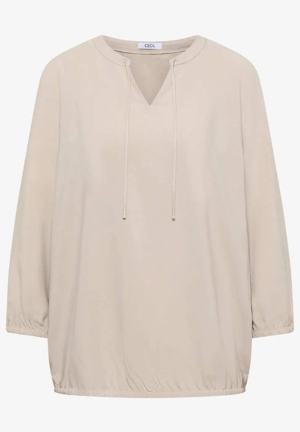 3/4-Arm Bluse mit Split Neck und Bändern
