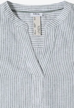 3/4-Arm Bluse mit Split Neck aus Leinen