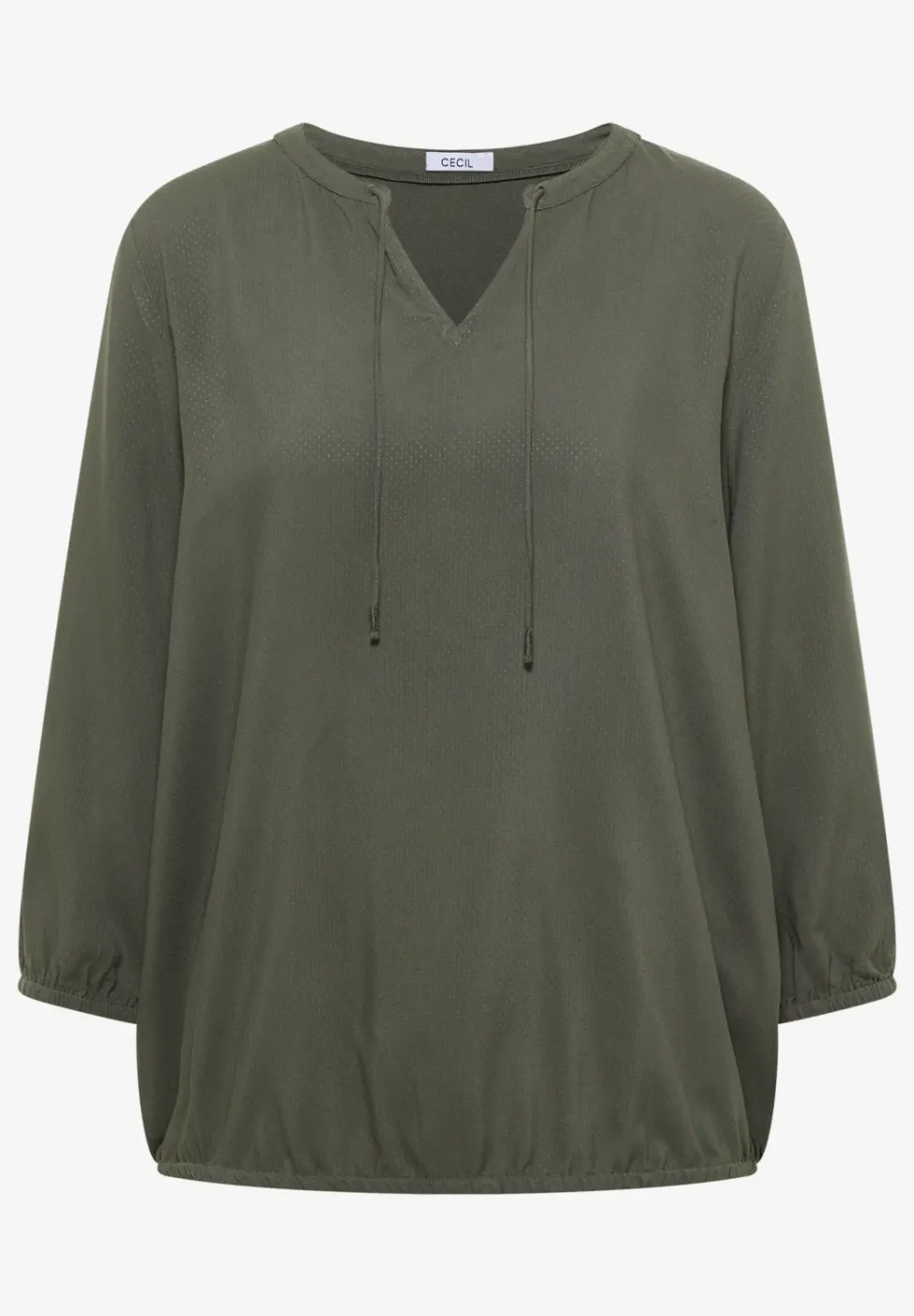 3/4-Arm Bluse mit Split Neck und Bändern
