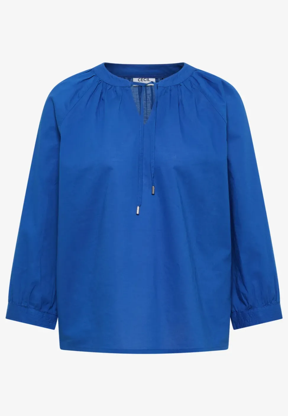 3/4-Arm Bluse mit Split Neck in Unifarbe
