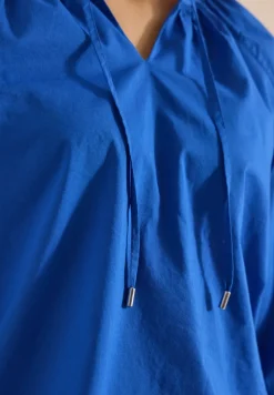 3/4-Arm Bluse mit Split Neck in Unifarbe