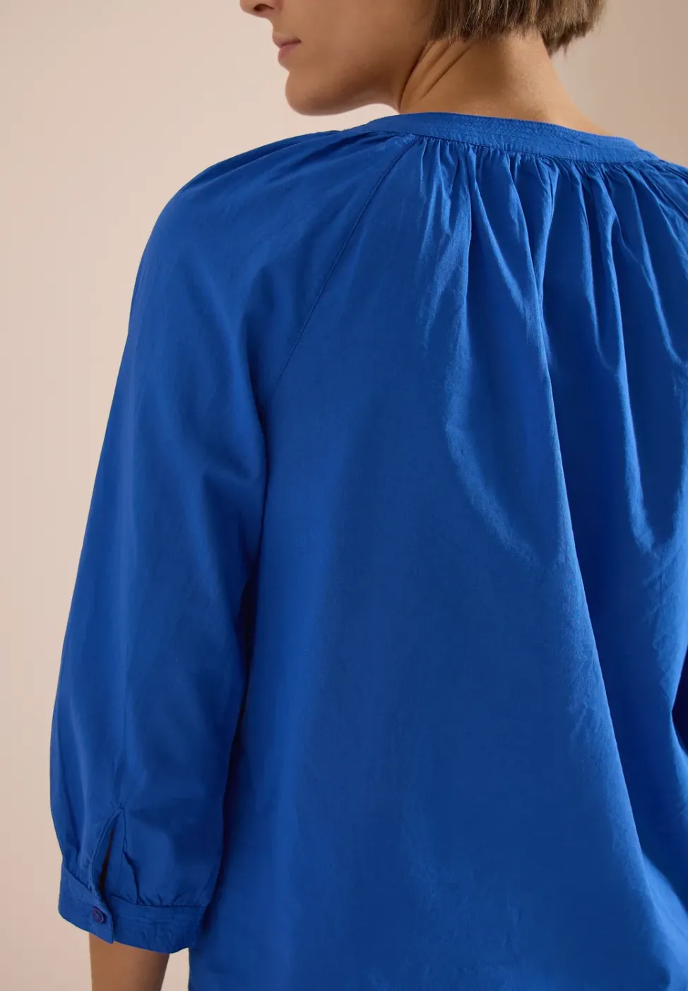3/4-Arm Bluse mit Split Neck in Unifarbe