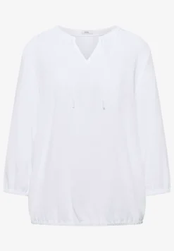 3/4-Arm Bluse mit Split Neck und Bändern