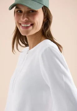 3/4-Arm Bluse mit Split Neck und Bändern