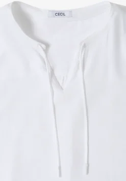 3/4-Arm Bluse mit Split Neck und Bändern