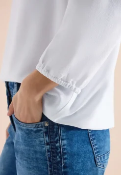 3/4-Arm Bluse mit Split Neck und Bändern