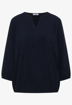 3/4-Arm Bluse mit Split Neck und Bändern