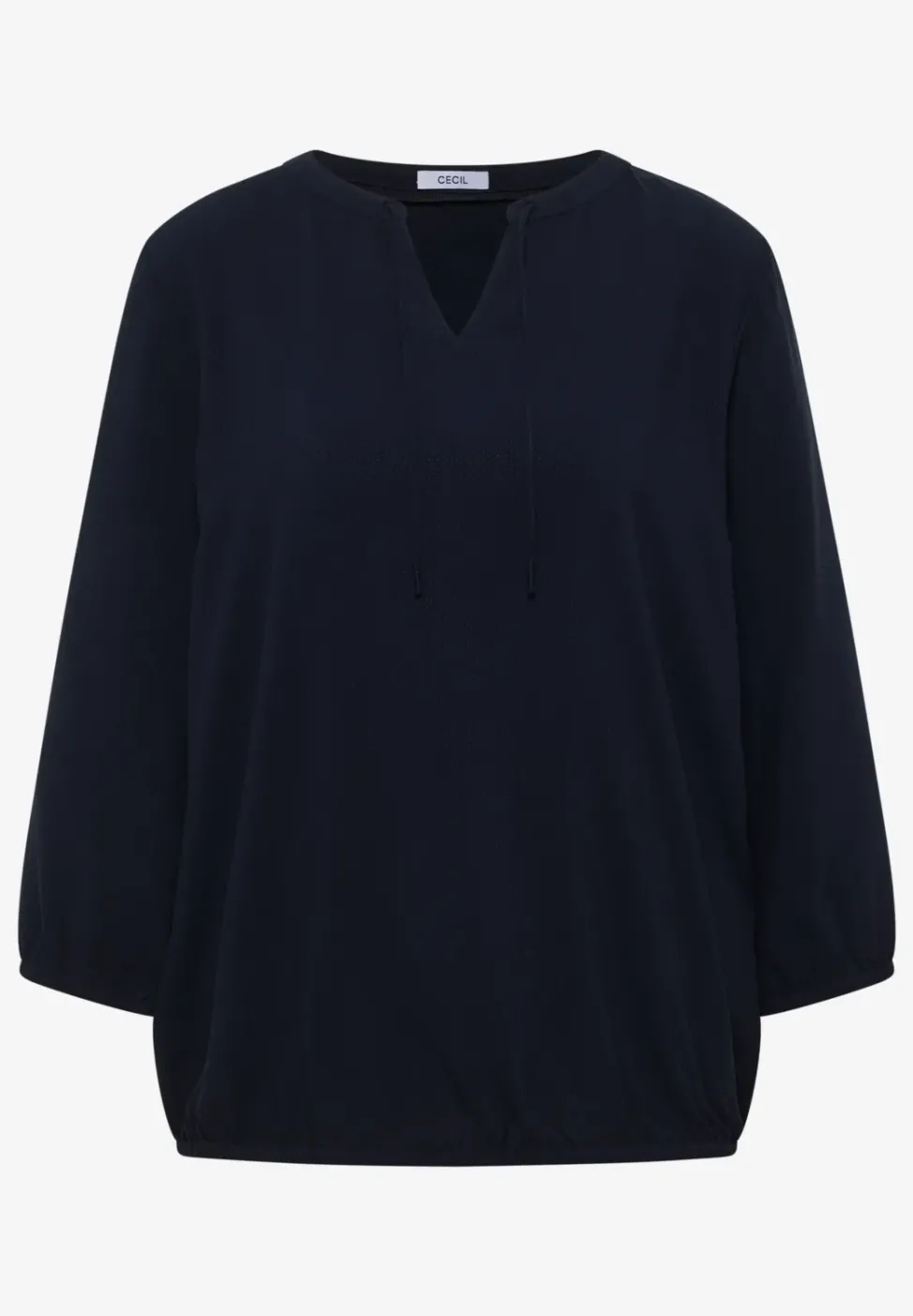 3/4-Arm Bluse mit Split Neck und Bändern