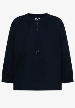 3/4-Arm Bluse mit Split Neck in Unifarbe