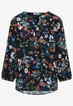3/4-Arm Bluse mit Split Neck und Print