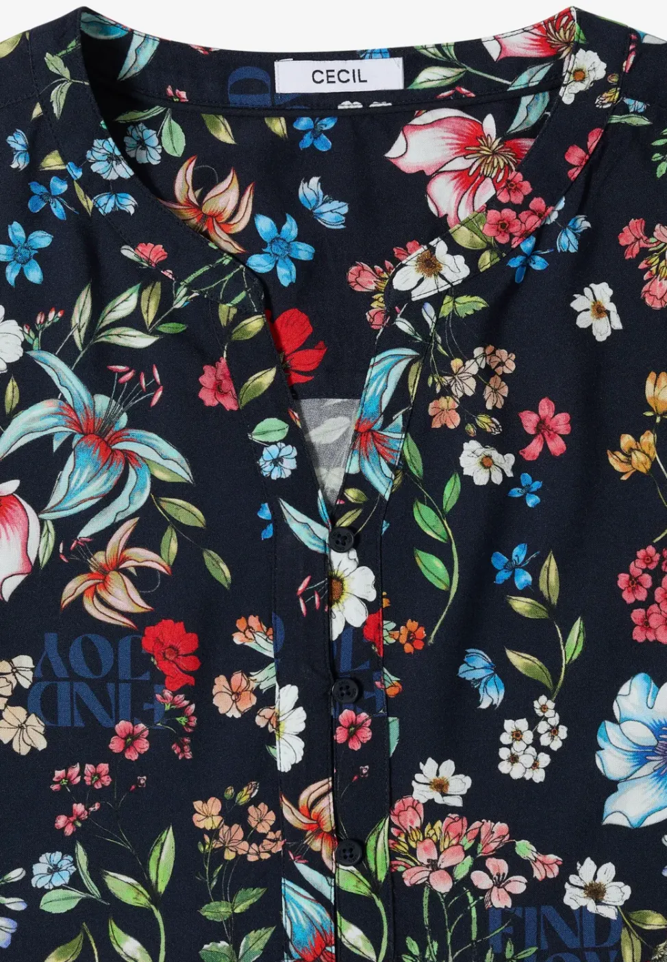 3/4-Arm Bluse mit Split Neck und Print
