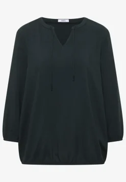 3/4-Arm Bluse mit Split Neck und Bändern