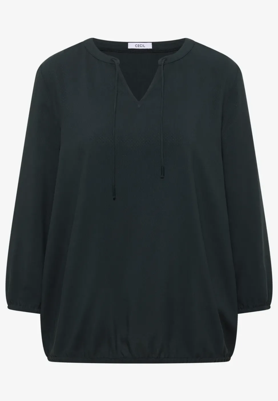 3/4-Arm Bluse mit Split Neck und Bändern