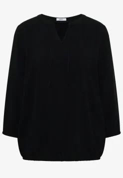 3/4-Arm Bluse mit Split Neck und Bändern
