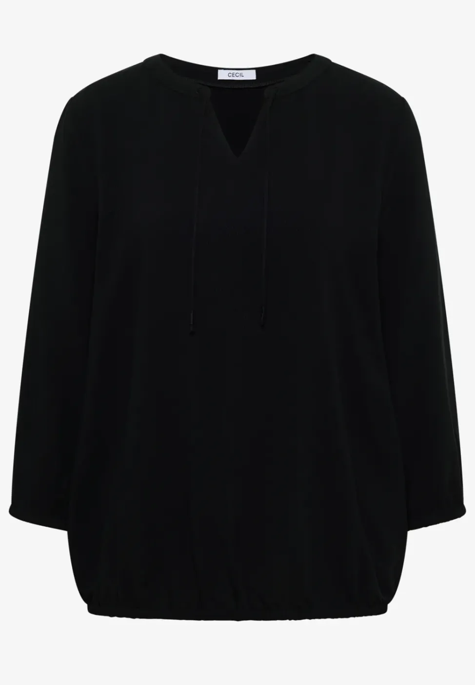 3/4-Arm Bluse mit Split Neck und Bändern
