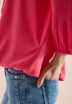 3/4-Arm Bluse mit Split Neck und Bändern