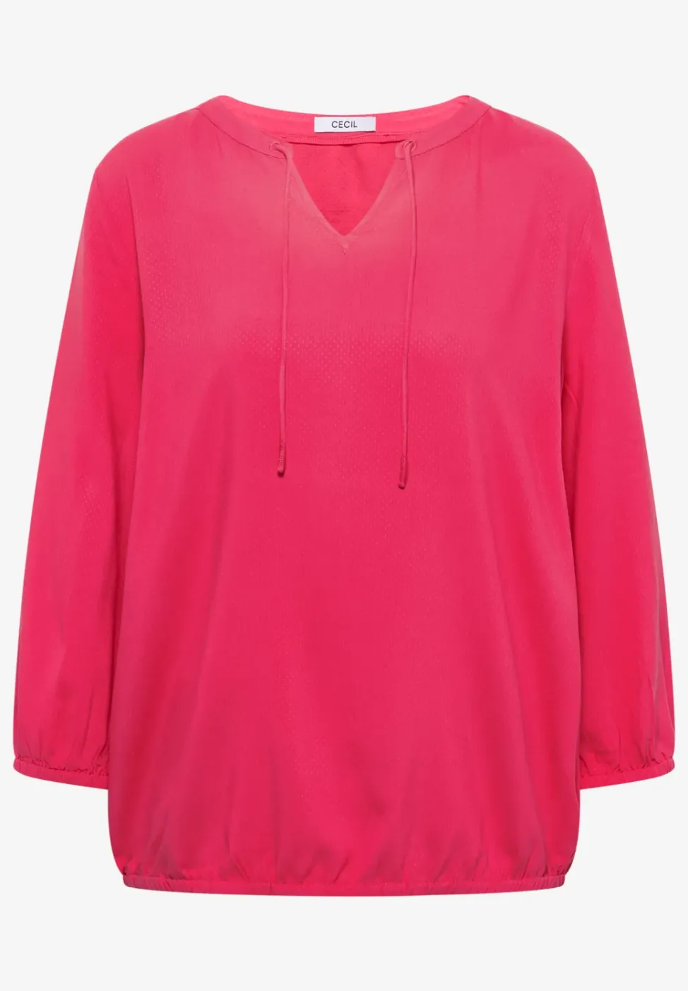 3/4-Arm Bluse mit Split Neck und Bändern