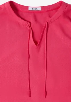 3/4-Arm Bluse mit Split Neck und Bändern