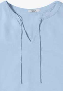 3/4-Arm Bluse mit Split Neck und Bändern