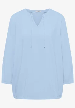 3/4-Arm Bluse mit Split Neck und Bändern
