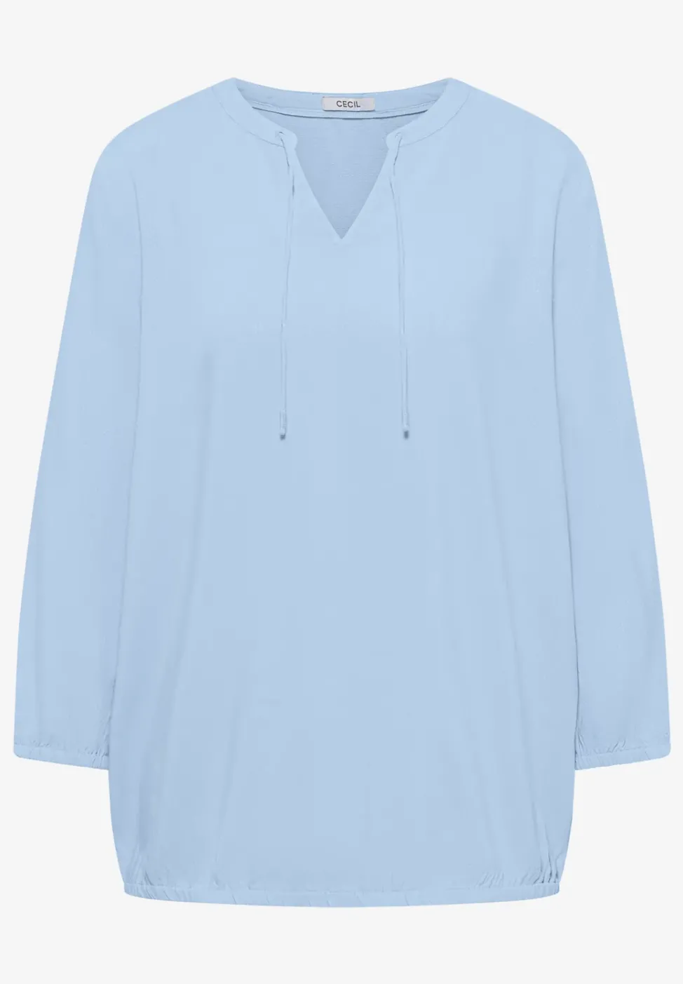 3/4-Arm Bluse mit Split Neck und Bändern
