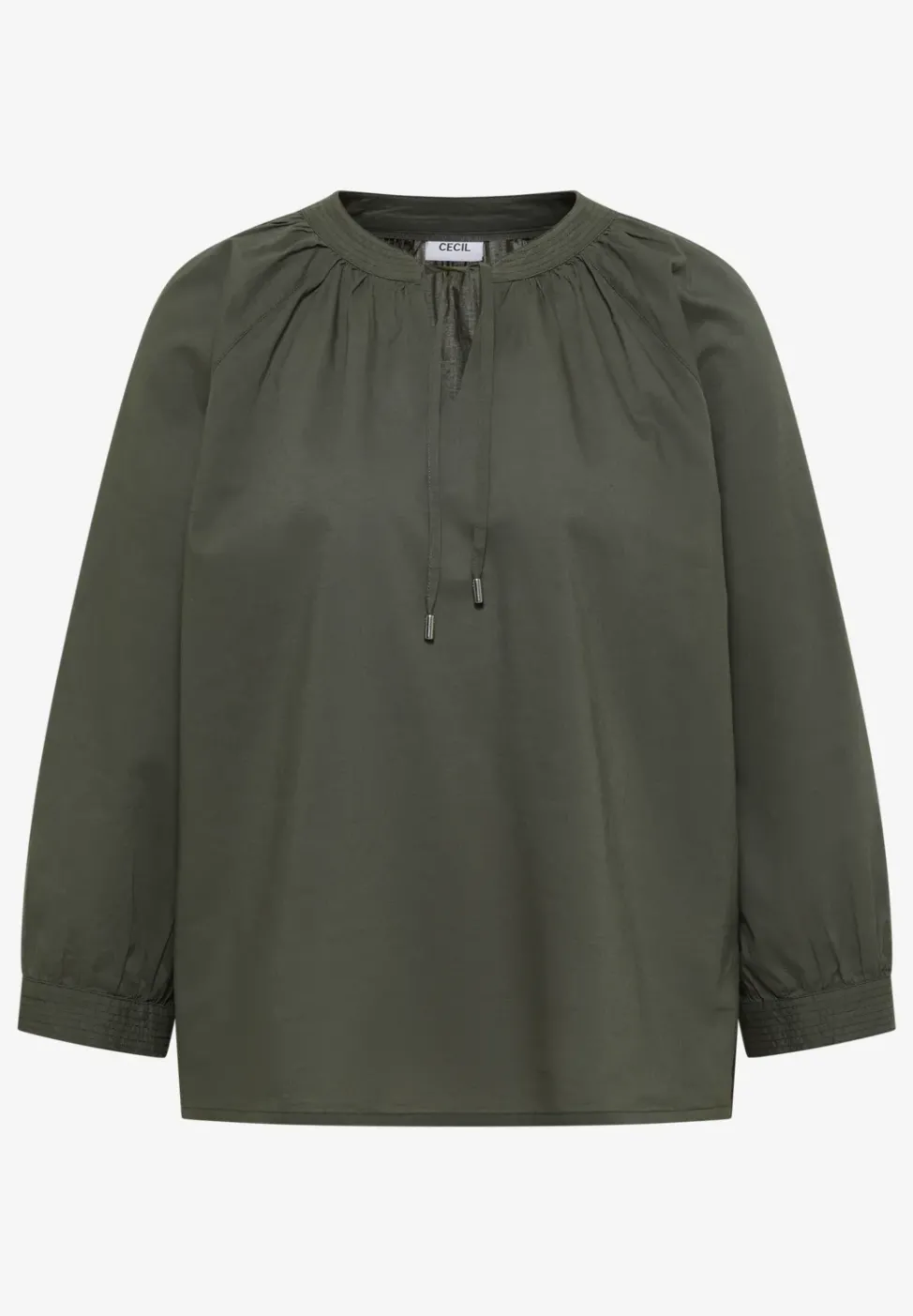 3/4-Arm Bluse mit Split Neck in Unifarbe