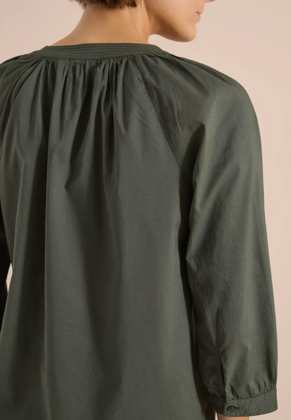 3/4-Arm Bluse mit Split Neck in Unifarbe