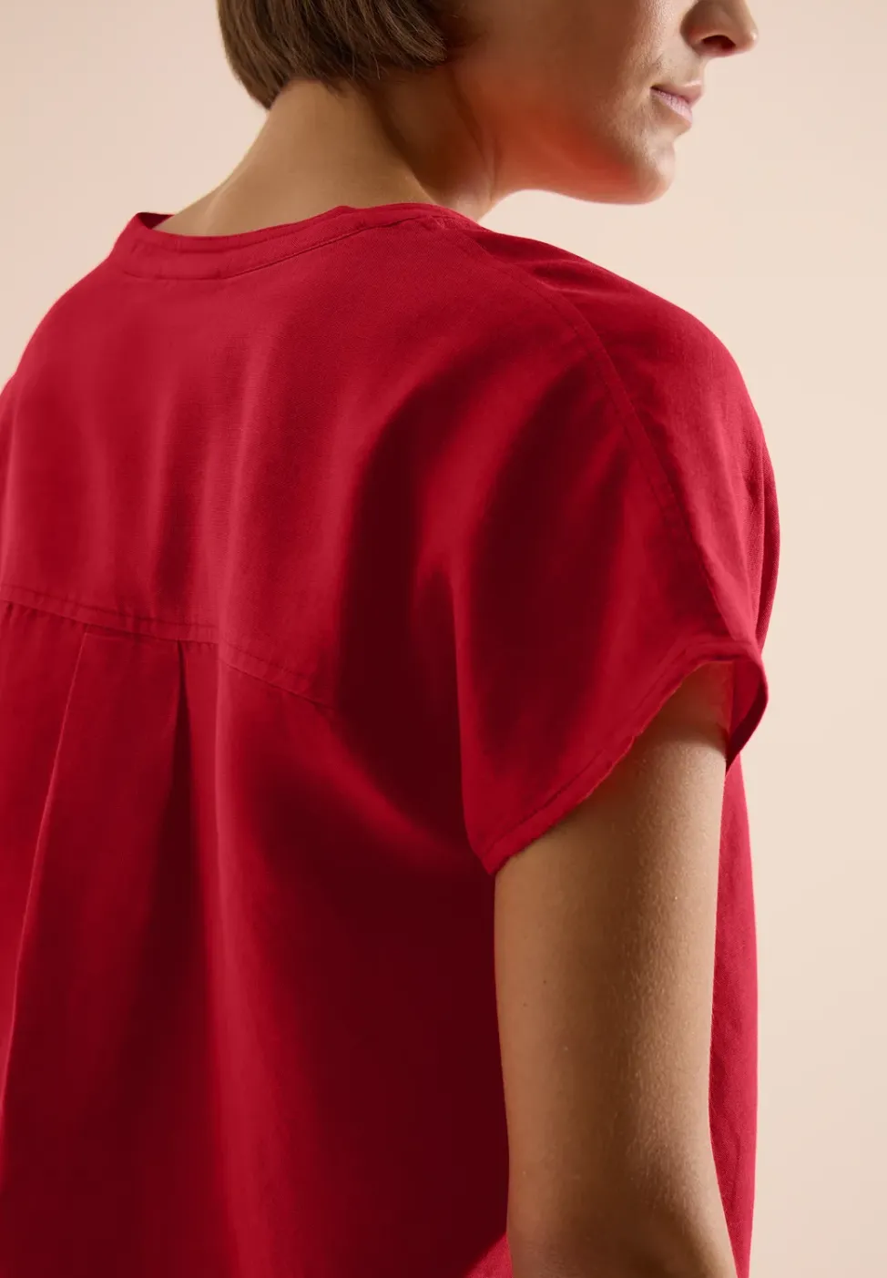 3/4-Arm Bluse mit Split Neck und Bändern