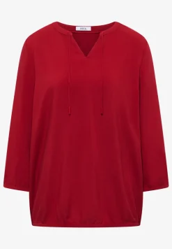 3/4-Arm Bluse mit Split Neck und Bändern