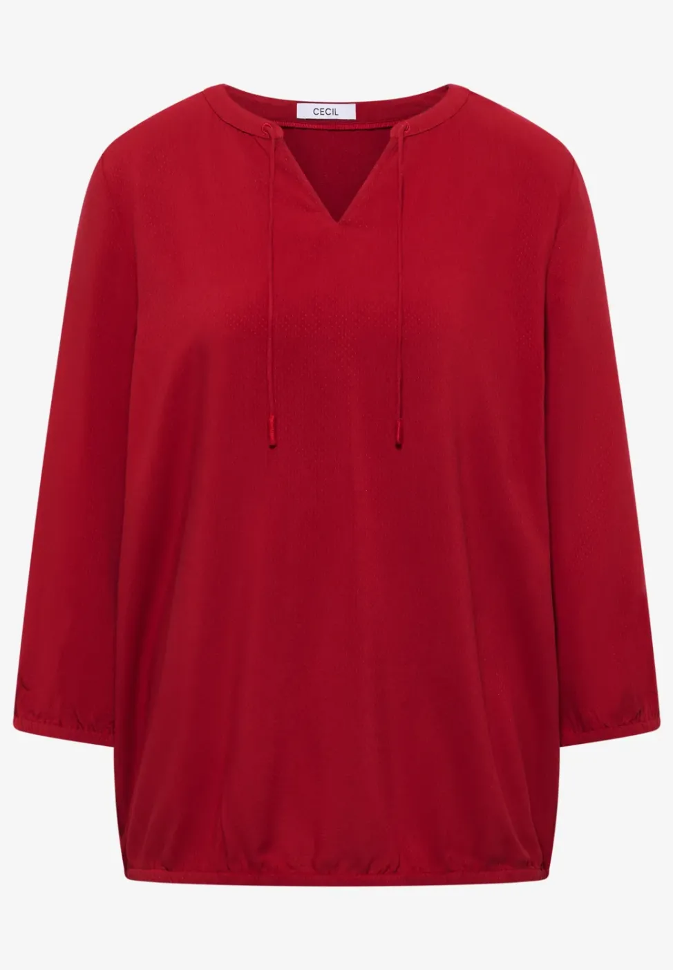 3/4-Arm Bluse mit Split Neck und Bändern