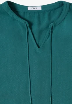 3/4-Arm Bluse mit Split Neck und Bändern
