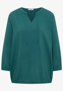 3/4-Arm Bluse mit Split Neck und Bändern