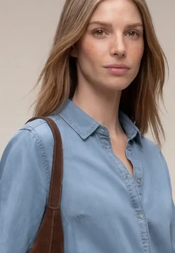 3/4-Arm Hemdbluse im Denim-Look