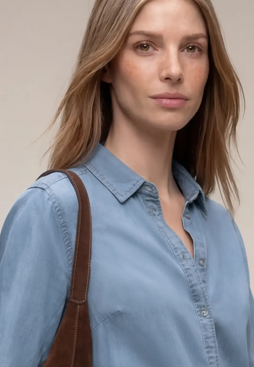 3/4-Arm Hemdbluse im Denim-Look