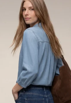 3/4-Arm Hemdbluse im Denim-Look