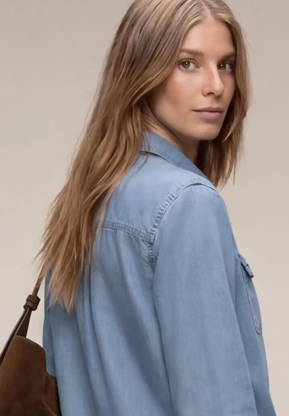 3/4-Arm Hemdbluse im Denim-Look