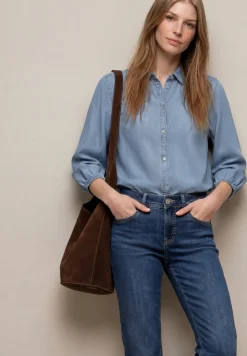 3/4-Arm Hemdbluse im Denim-Look